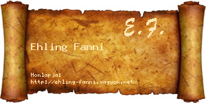 Ehling Fanni névjegykártya